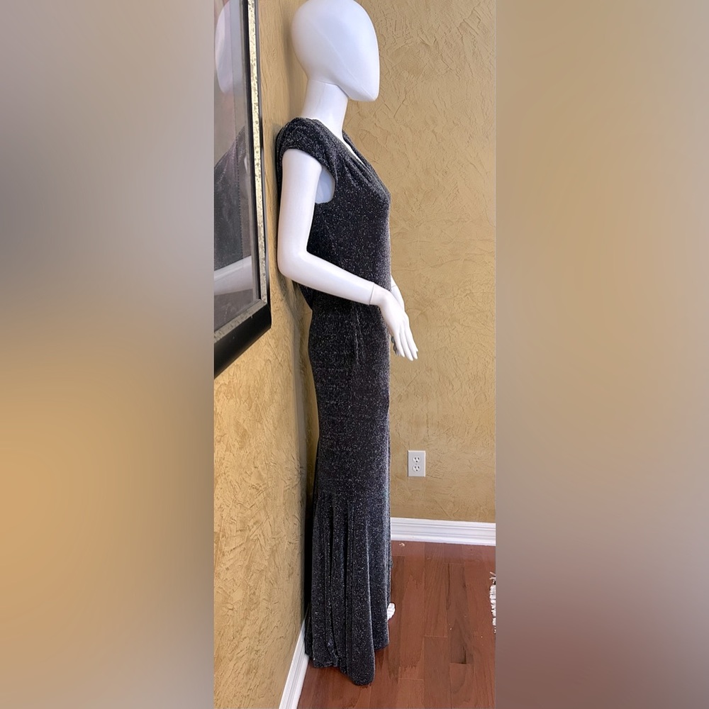 Bebe long black and silver shimmery dress - Picture 3 of 6